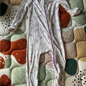 BAMBOO Kids Pajamas - White with Purple Accents
